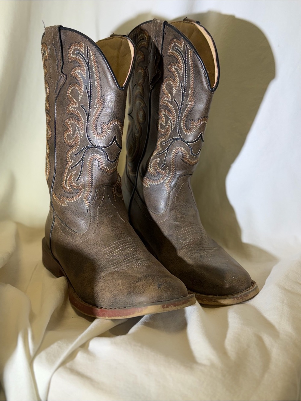 Roper Brown Embroidered Kids Western Boots